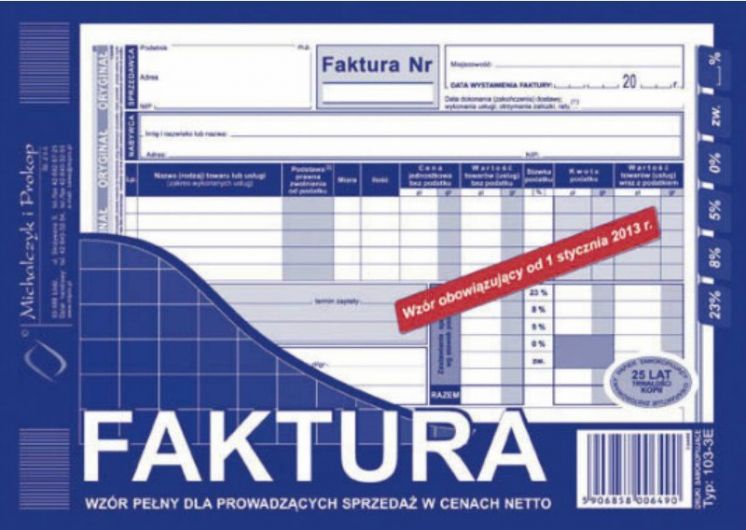 Faktura VAT pełna netto MICHALCZYK I PROKOP A5 (o+1k)