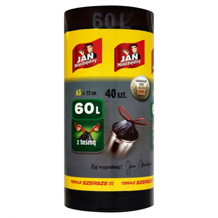 WORKI NA ŚMIECI 60L JAN NIEZBĘDNY MAGNUM PACK SUPER MOCNE Z TAŚMĄ /40/