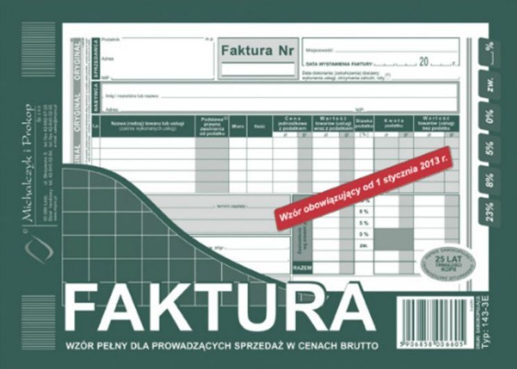 Faktura VAT pełna brutto MICHALCZYK I PROKOP A5 (o+1k)