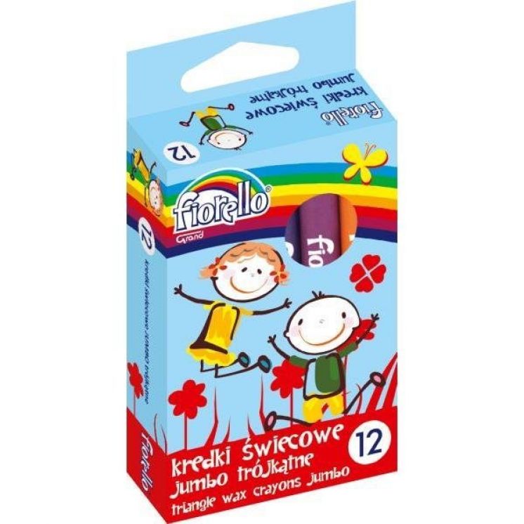 Kredki świecowe Fiorello grand jumbo trójkątne 12 kolorów