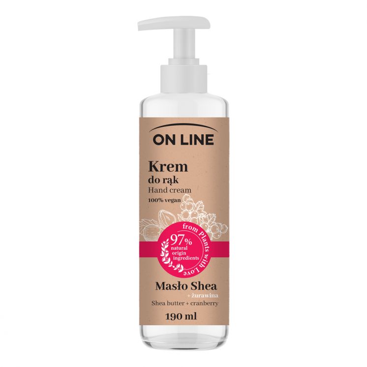KREM DO RĄK ŻURAWINA &amp; MASŁO SHEA ON LINE POMPKA 190 ML