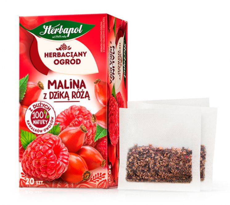 HERBAPOL HERBATA OWOCOWA MALINA Z DZIKĄ RÓŻĄ 20TB