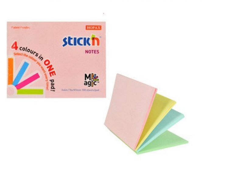 Notes samoprzylepny STICK&quot;N MAGIC PAD pastel mix 76X101mm