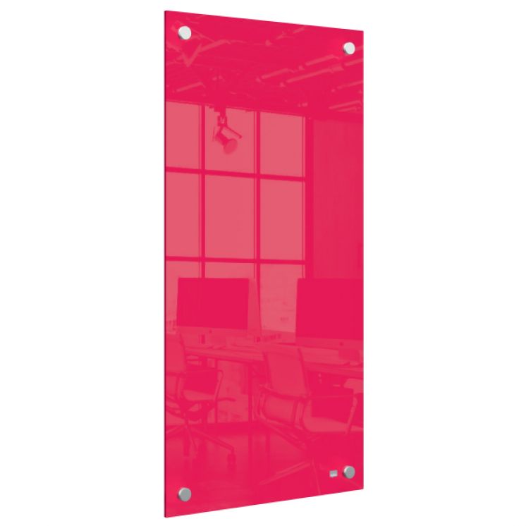 Mała podłużna szklana tablica suchościeralna Nobo Home 300x600mm, czerwona