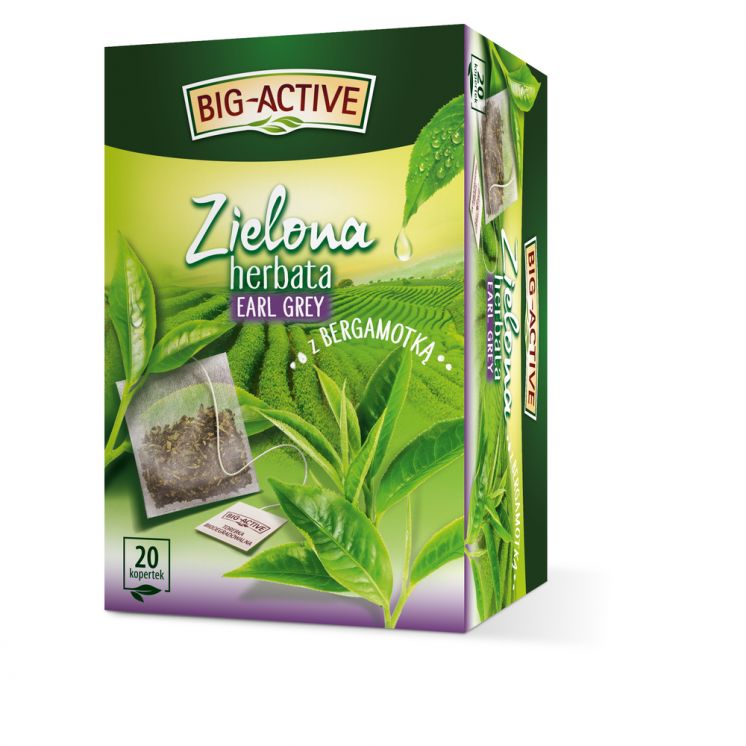 BIG ACTIVE HERBATA ZIELONA EARL GREY BERGAMOTKA 20 KOPERT