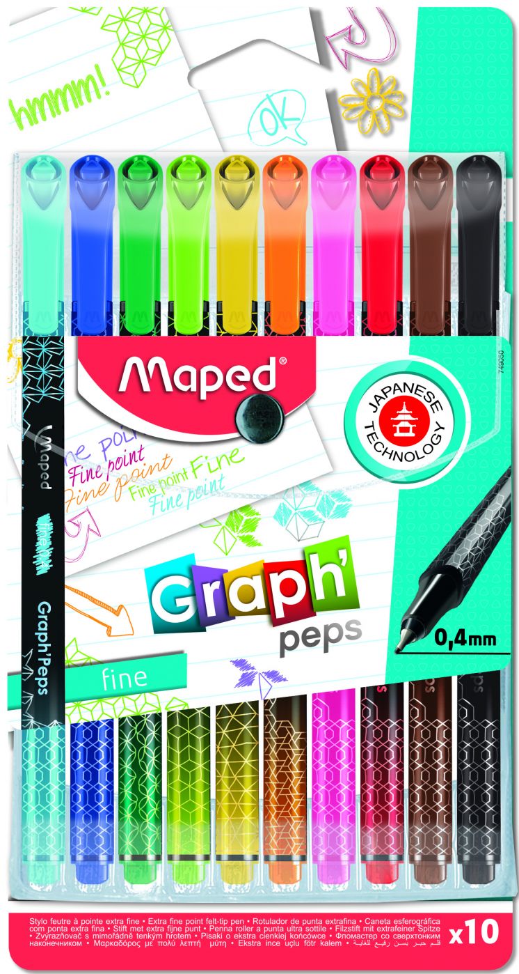 Cienkopis GRAPH PEPS DECO 10 szt etui Maped 749050