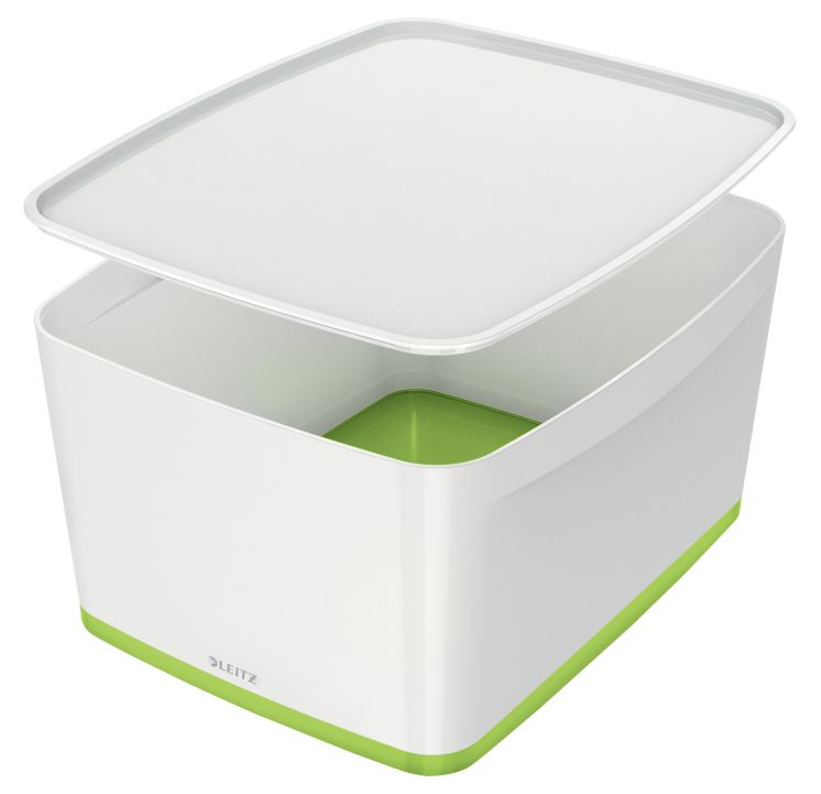 Pojemnik MyBox duży z pokrywką, biało-zielony 52161054