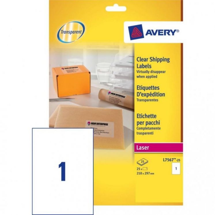 Etykiety adresowe AVERY ZWECKFORM A4, 25 ark./op., 210x297mm, przezroczyste