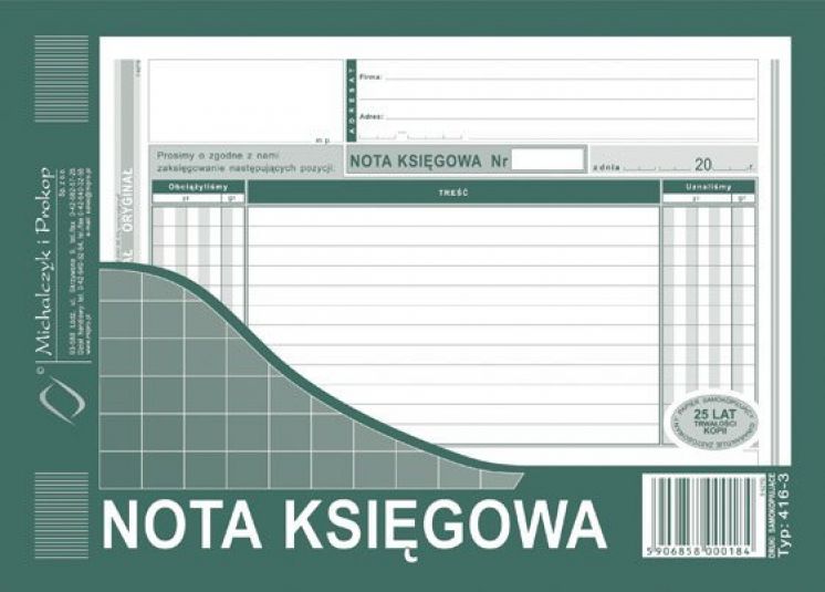 Nota Księgowa MICHALCZYK I PROKOP A5 (o+1k)