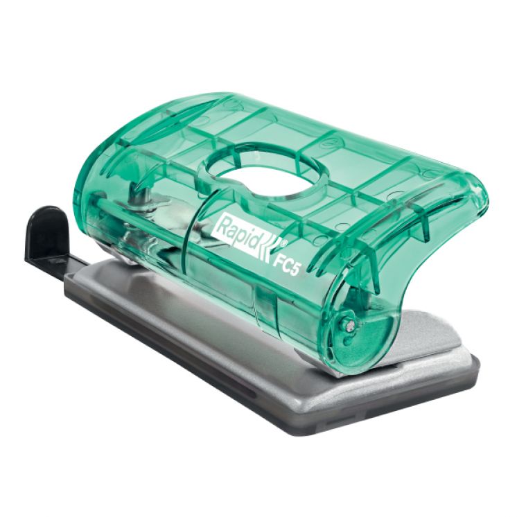 Dziurkacz mini Rapid Colour&#039;Breeze FC5, 10 kartek, 5 lat gwarancji, zielony