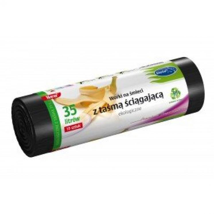 STELLA Worki na śmieci EKOLOGICZNE 35L 15szt. z taśmą ściągającą (LDPE)