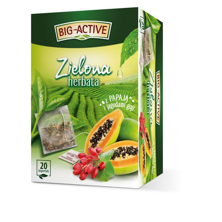 BIG ACTIVE HERBATA ZIELONA PAPAJA JAGODY GOJI 20 KOPERT