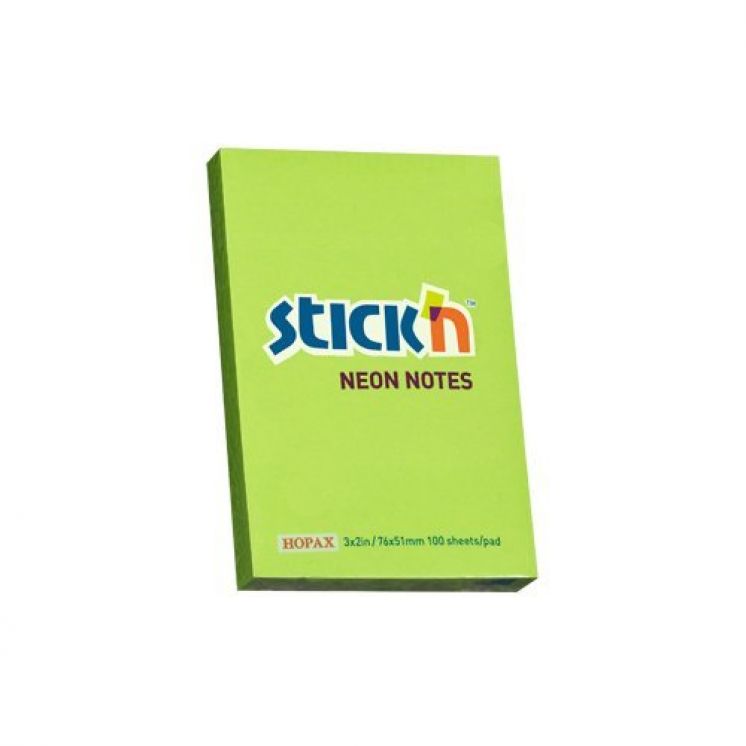 Notes Samoprzylepny 76X51mm  Zielony Neon (12) 21163 Stick&#039;n