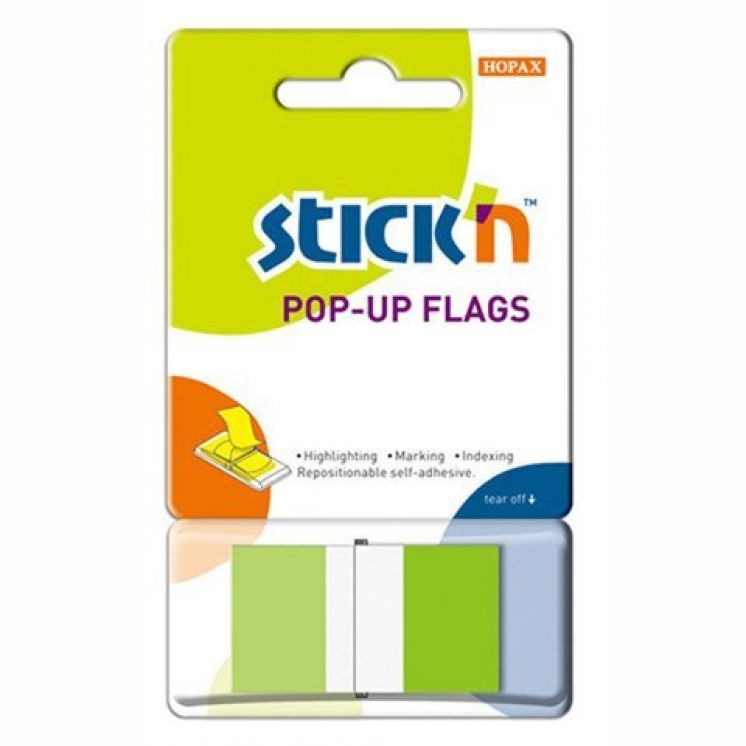Zakładki indeksujące w podajniku STICK&quot;N 45X25mm 50 sztuk zielone