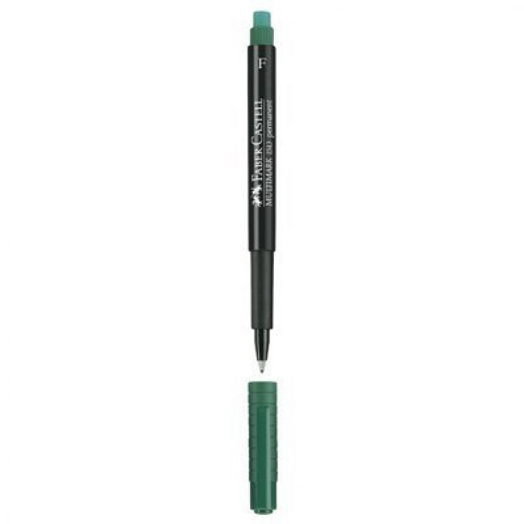Foliopis Multimark z gumką OHP permanentny F 0,6 ZIELONY FABER-CASTELL