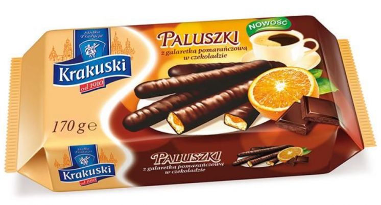 KRAKUSKI PALUSZKI Z GALARETKĄ POMARAŃCZOWĄ W CZEKOLADZIE 144G