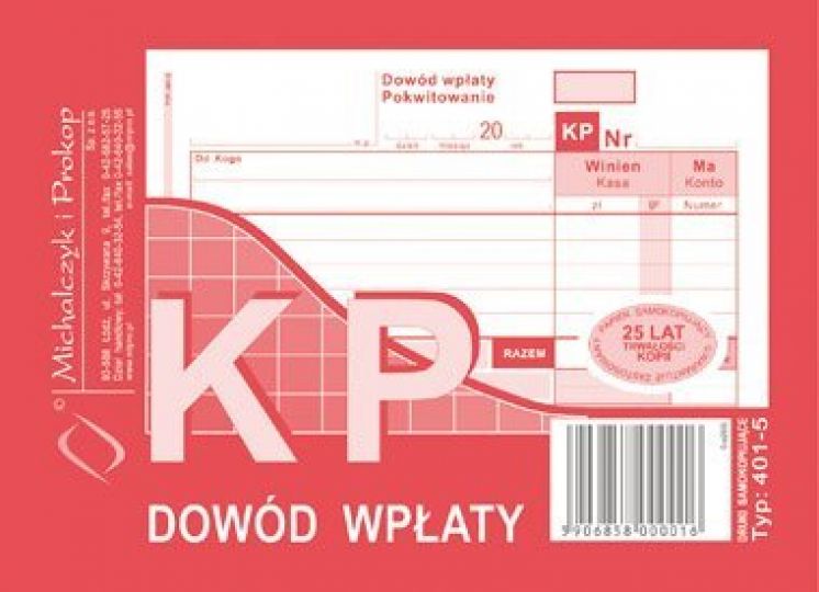 Dowód Wpłaty kp a6 wielokopia MICHALCZYK I PROKOP