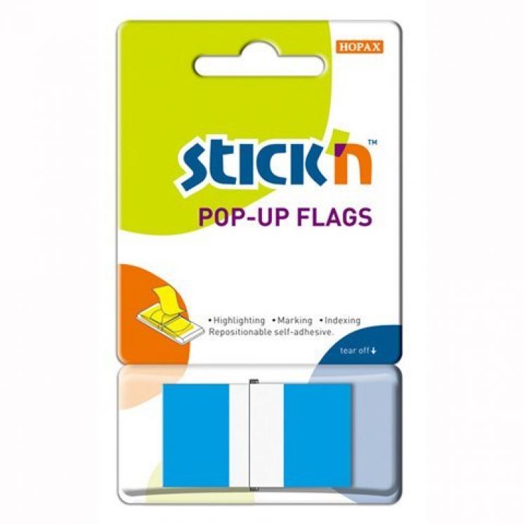 Zakładki indeksujące w podajniku STICK&quot;N 45X25mm 50 sztuk niebieskie