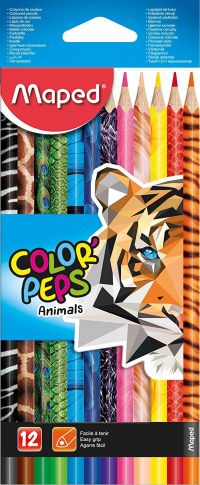 KREDKI Maped COLORPEPS ANIMALS TRÓJKĄTNE 12 SZT PUD. Z ZAW. (12)