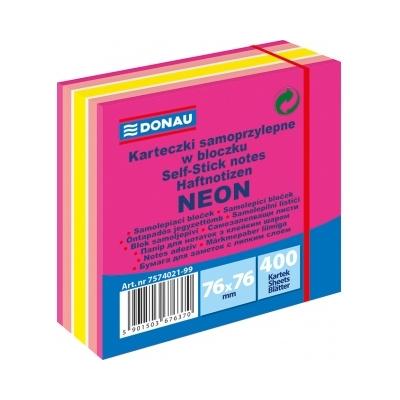 KOSTKA SAMOPRZYLEPNA DONAU 76X76 400 KARTEK NEON-PASTEL mix różowy