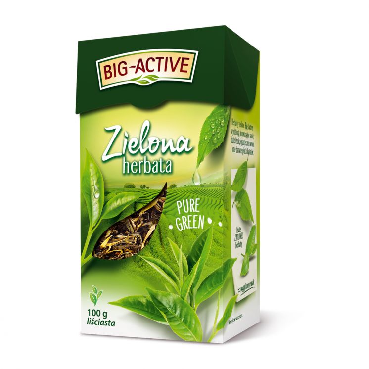 BIG ACTIVE HERBATA LIŚCIASTA ZIELONA PURE GREEN 100G