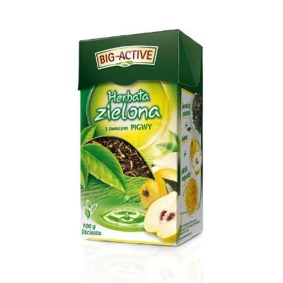 BIG ACTIVE HERBATA LIŚCIASTA ZIELONA Z PIGWĄ 100G
