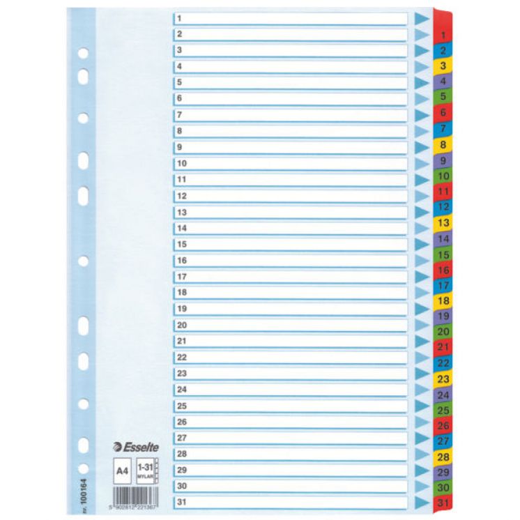 Przekładki kartonowe ESSELTE Mylar A4 1-31