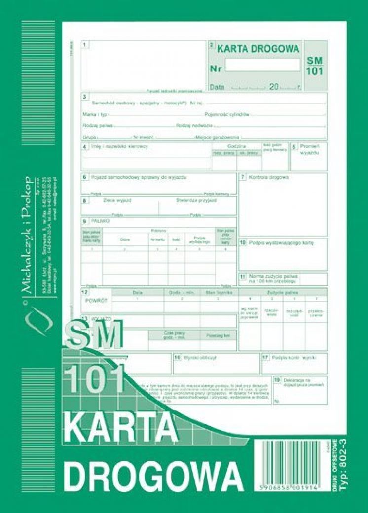 Karta drogowa sm/101 MICHALCZYK I PROKOP A5
