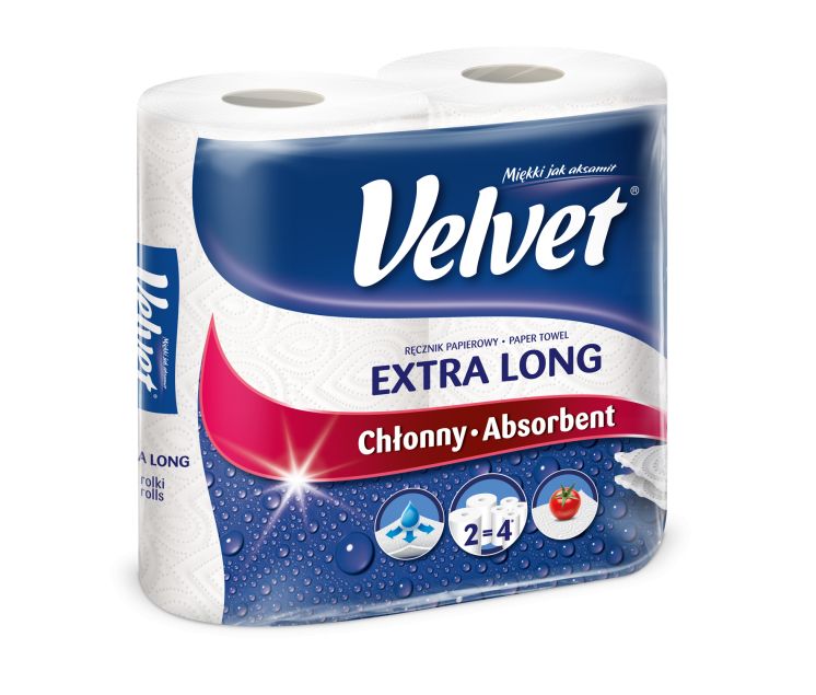 Ręcznik Velvet Extra Long Biały 2 rolki