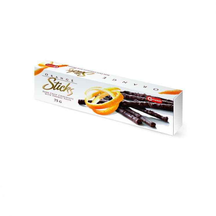 CZEKOLADOWE PALUSZKI POMARAŃCZOWE CARLETTI 75G