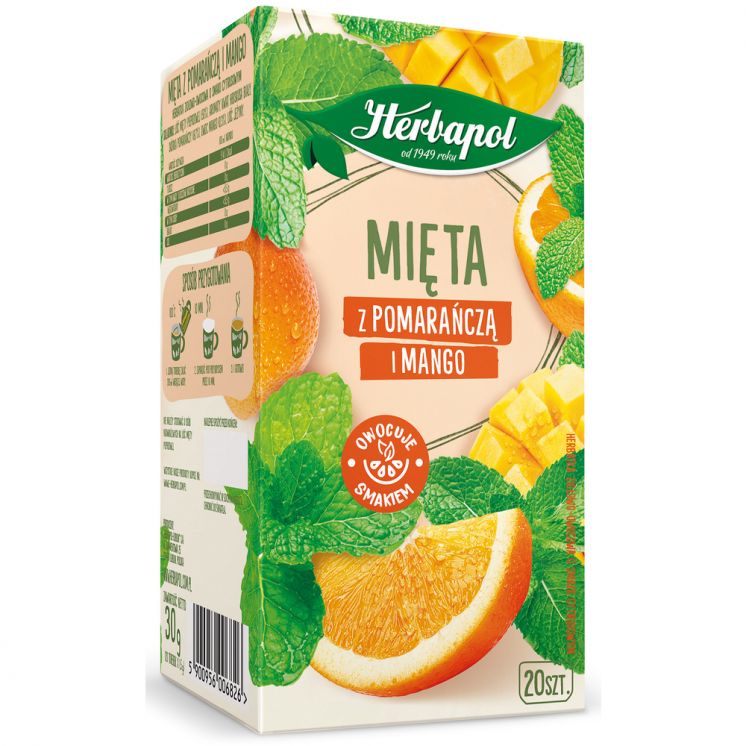 HERBAPOL HERBATA ZIOŁOWA MIĘTA Z POMARAŃCZĄ I MANGO 20TB