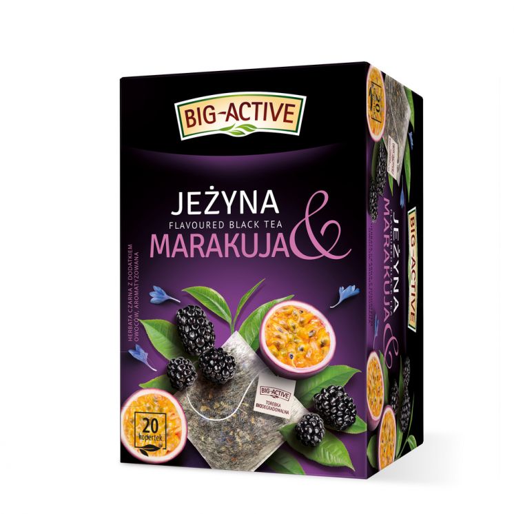 BIG ACTIVE HERBATA CZARNA JEŻYNA I MARAKUJA 20K