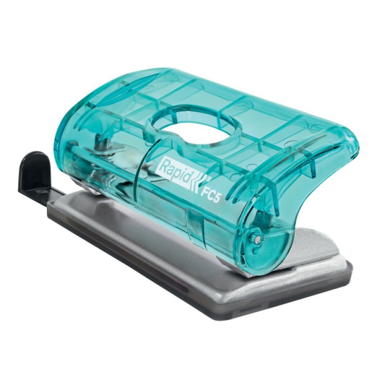 Dziurkacz mini Rapid Colour&#039;Breeze FC5, 10 kartek, 5 lat gwarancji, niebieski