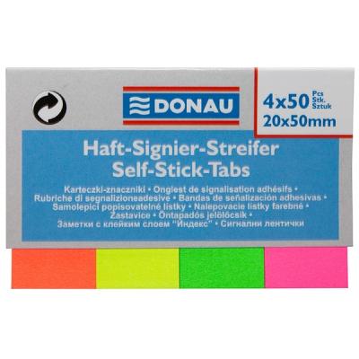 ZAKŁADKI INDEKSUJĄCE DONAU FLUO 20X50 4 KOLORY X 50 SZTUK