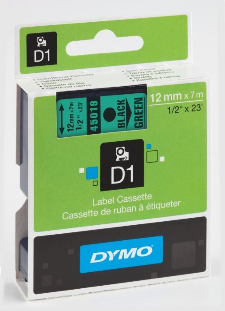 Taśma dymo d1 12mm x 7m zielony