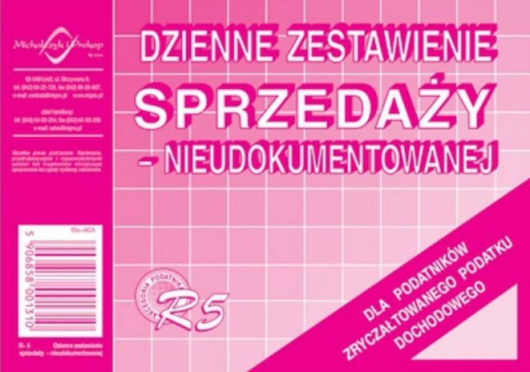 Dzienne zestawienie sprzedaży nieudokumentowanej A6 MICHALCZYK &amp; PROKOP