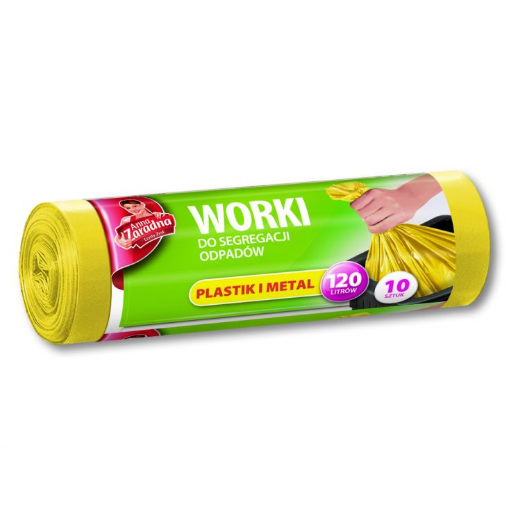 WORKI DO SEGREGACJI ODPADÓW AZ żółte plastik metal 120L A&#039;10