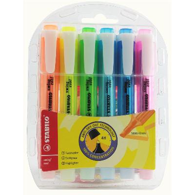 Zakreślacz STABILO swing cool, fluorescencyjny, zestaw 6 szt. w etui