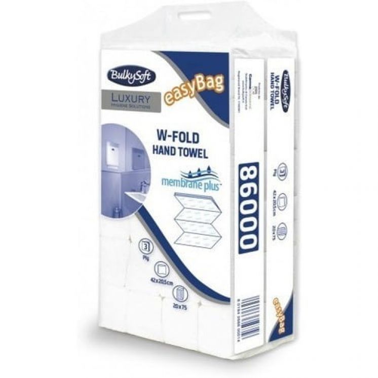 RĘCZNIK PAPIEROWY BulkySoft Luxury MEMBRANE PLUS W-Fold BIAŁY 4-PANELOWY 3 WARSTWY /1500/