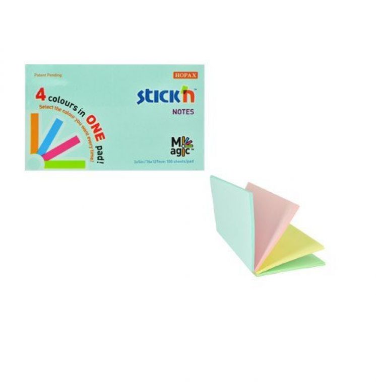 Notes samoprzylepny STICK&quot;N MAGIC PAD pastel mix 76X127mm