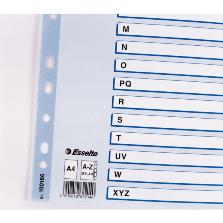 Przekładki kartonowe ESSELTE Mylar A4 A-Z