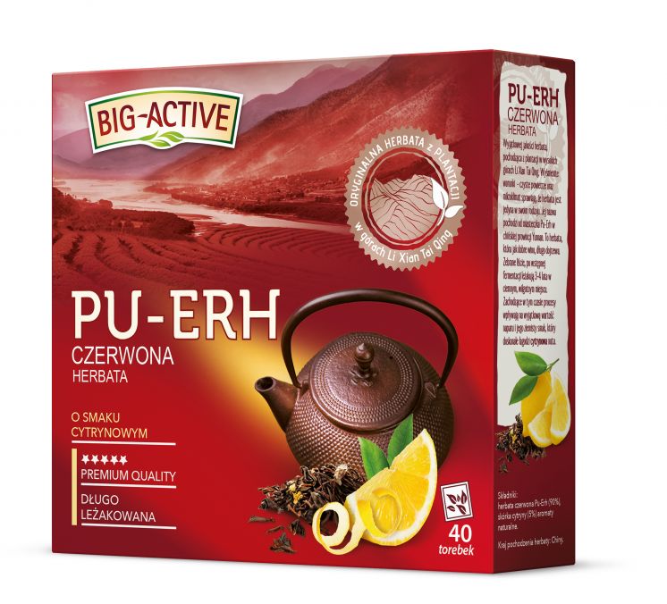 BIG ACTIVE HERBATA CZERWONA PU-ERH Z CYTRYNĄ 40TB