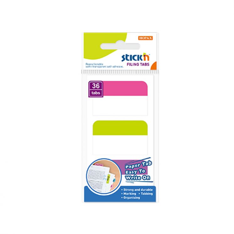 Zakładki do archiwizacji, 45x28mm, róż,ziel,fiolet 36 zakł. Stick&quot;n 26097