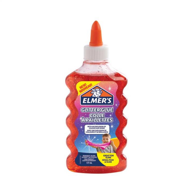 klej brokatowy Elmers PVA czerwony 177ml zmywalny, 2109489