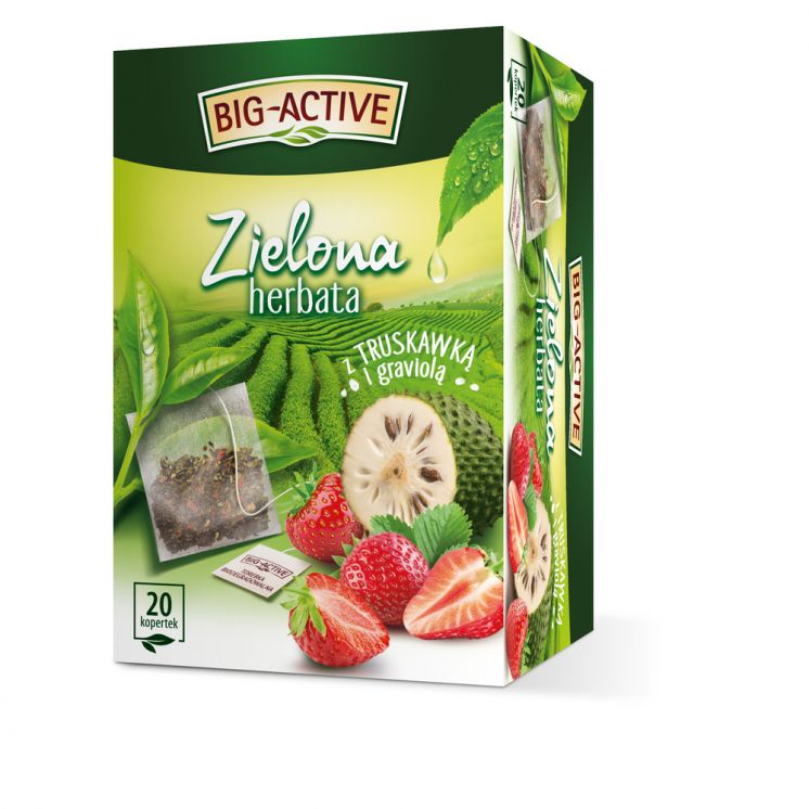 BIG ACTIVE HERBATA ZIELONA TRUSKAWKA GRAVIOLA 20 KOPERT