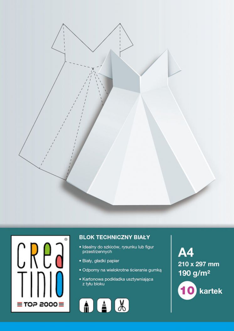Blok techniczny TOP 2000 CREATINIO A4 10K 170G BIAŁY