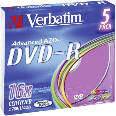 Płyta VERBATIM DVD-R slim jewel case 4,7GB 16x Matt Silver