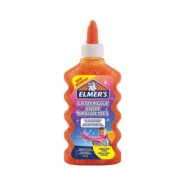 klej brokatowy Elmers PVA pomarańczowy 177ml zmywalny, 2109486