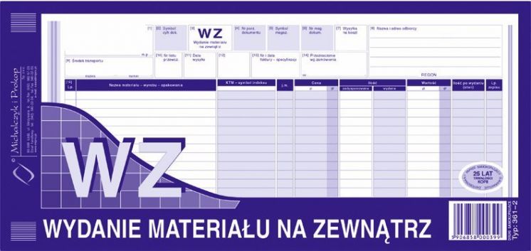 wydanie materiałów na zewnątrz wz MICHALCZYK I PROKOP 1/3 A3 wielokopia