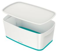 Pojemnik MyBox mały z pokrywką, biało-turkusowy 52291051